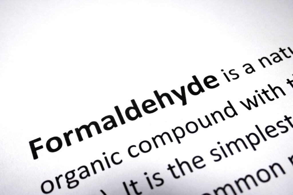 Printed document about formaldehyde chemistry.