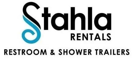 Stahla Rentals logo with restroom and shower trailers text.